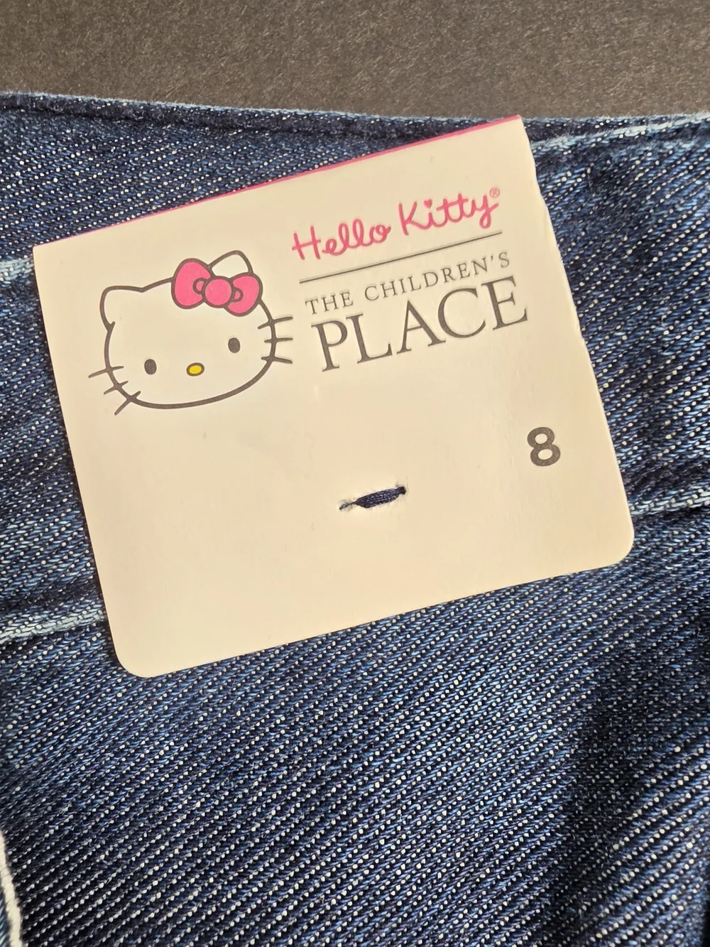 The Children's Place Dark Blue Denim Hello Kitty Jeans with Cream & Pink Accents